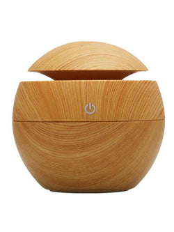 MINI CIRCULAR WOOD GRAIN HUMIDIFIER W/ 7 COLOR LED LIGHTS