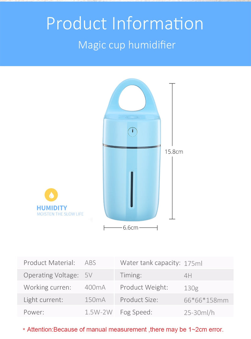 MAGIC CUP HUMDIFIER W/ COLORFUL LED LIGHTS