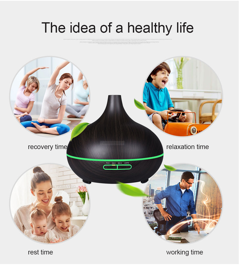 Hydrocomfy Wood Humidifier W/ 7 Color Led Lights